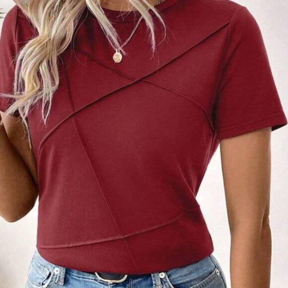 SHEIN Tops - SHEIN LUNE • Crew Neck • Short Sleeve Casual Top